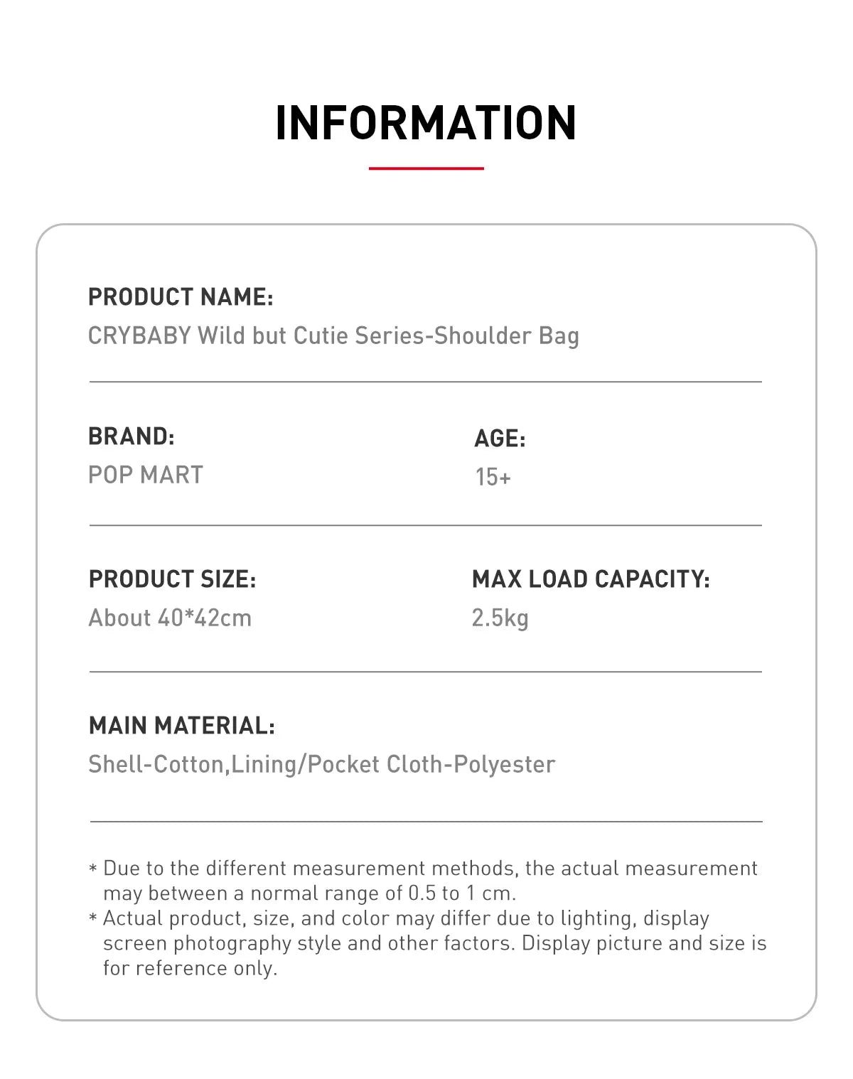 CRYBABY Wild but Cutie Series-Shouder Bag